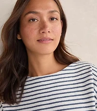 Haven Well Within Cotton Blend Textured Stripe Bateau Neck Top