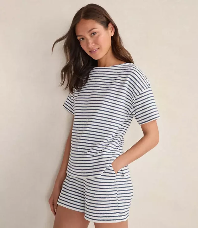 Haven Well Within Cotton Blend Textured Stripe Bateau Neck Top