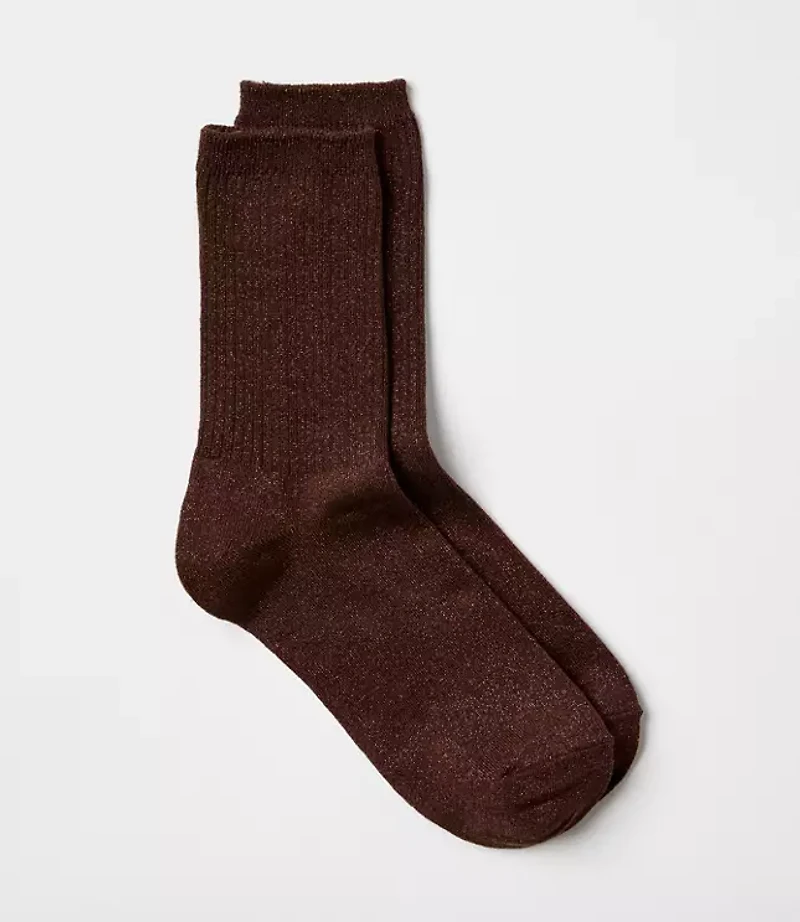 Shimmer Ribbed Crew Socks