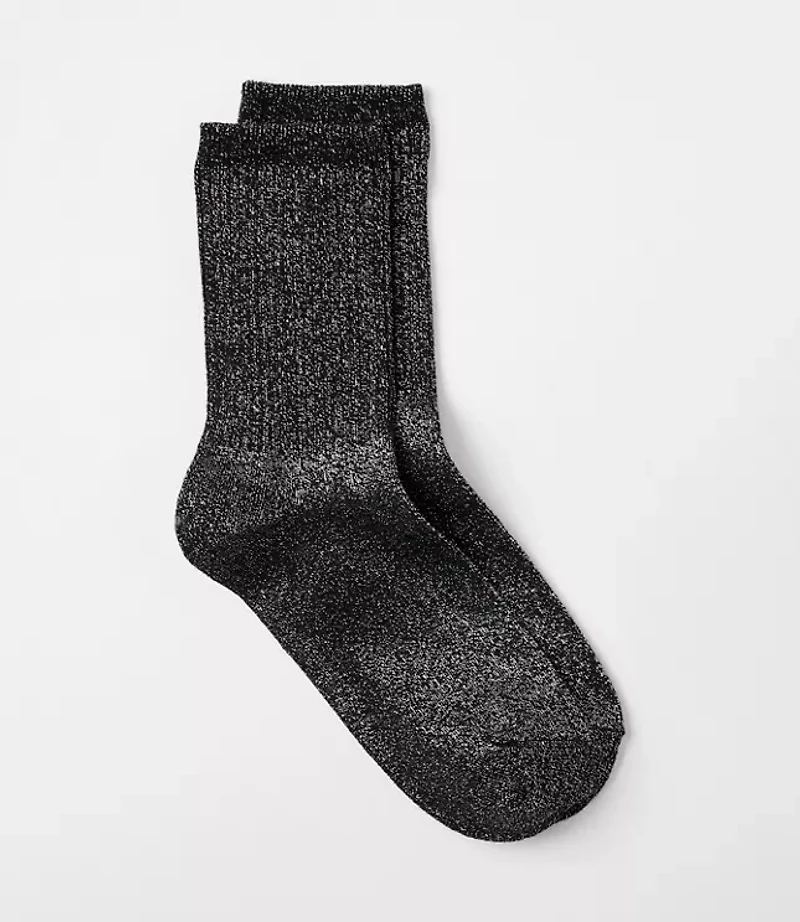 Shimmer Ribbed Crew Socks