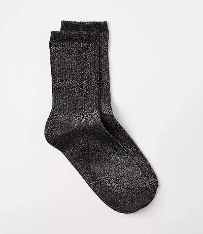 Shimmer Ribbed Crew Socks
