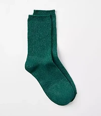 Shimmer Ribbed Crew Socks