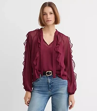 Ruffle Tie Neck Blouse