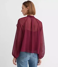 Ruffle Tie Neck Blouse