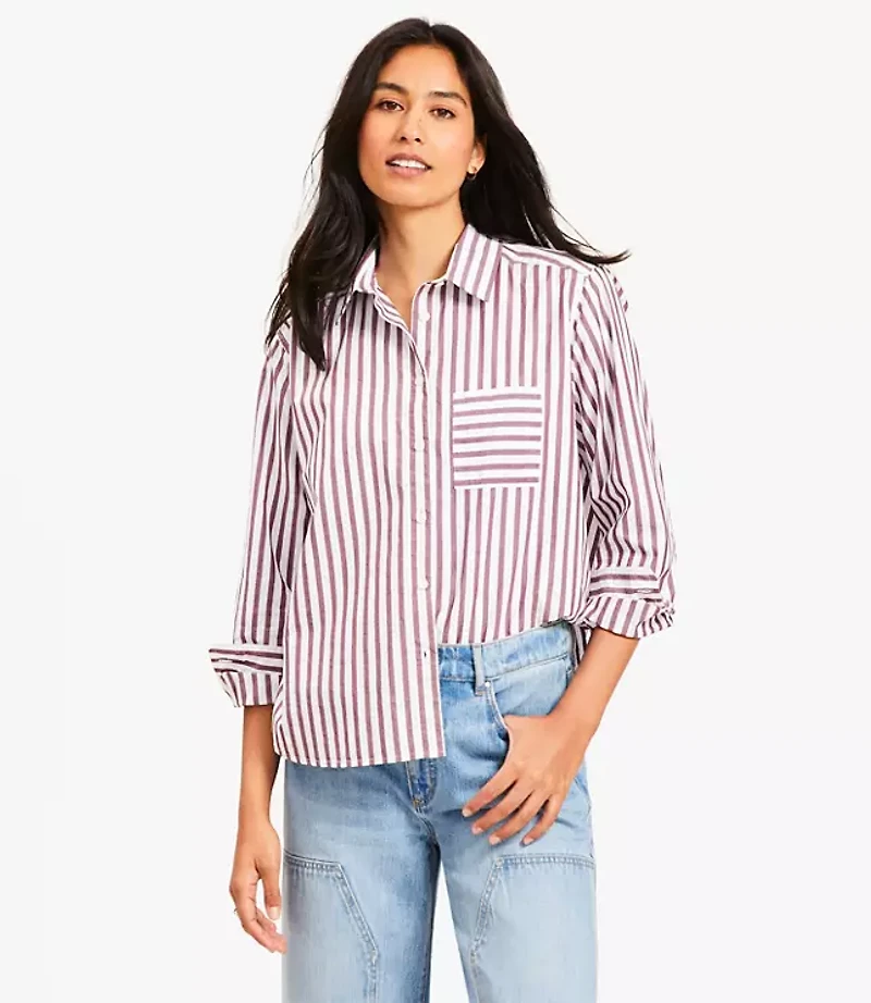 Striped Poplin Everyday Relaxed Pocket Shirt