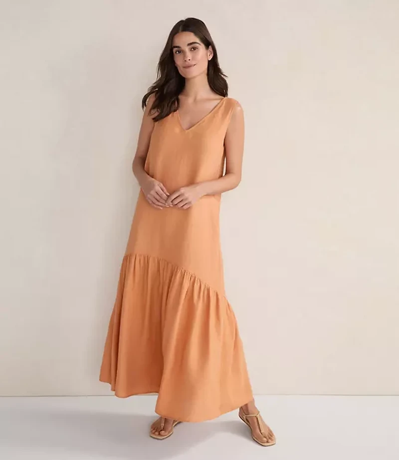 Haven Well Within Linen V-Neck Tiered Midi Dress