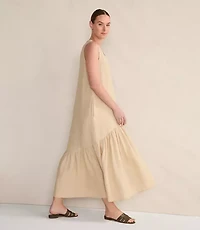 Haven Well Within Linen V-Neck Tiered Midi Dress