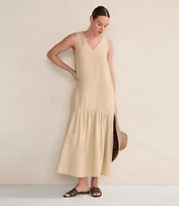 Haven Well Within Linen V-Neck Tiered Midi Dress