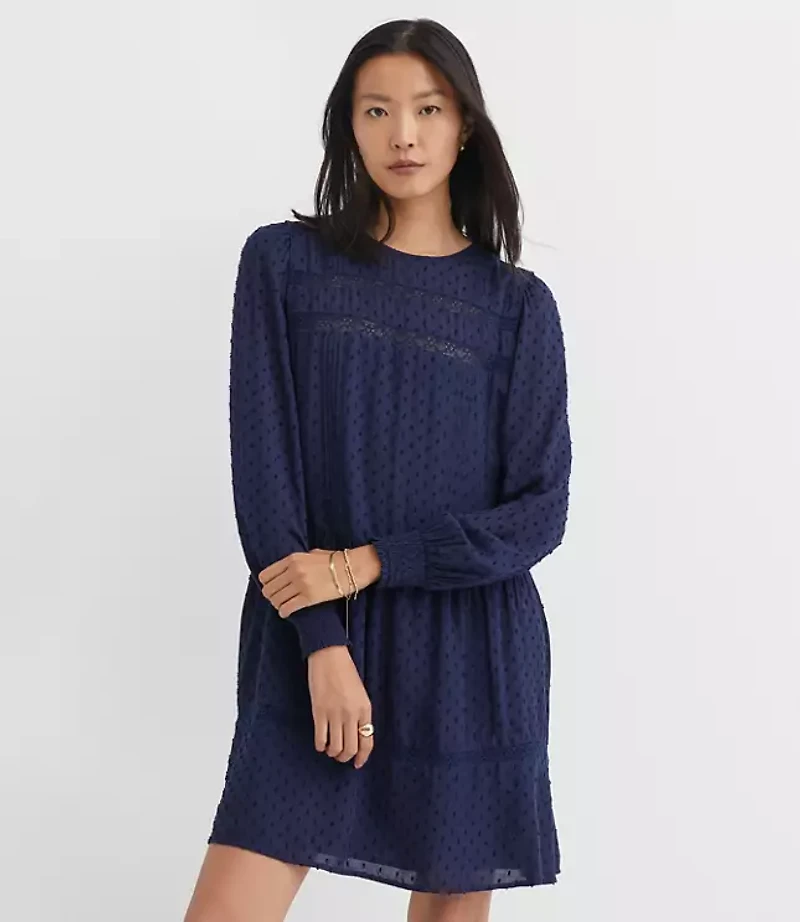 Petite Lace Clip Flounce Mini Dress