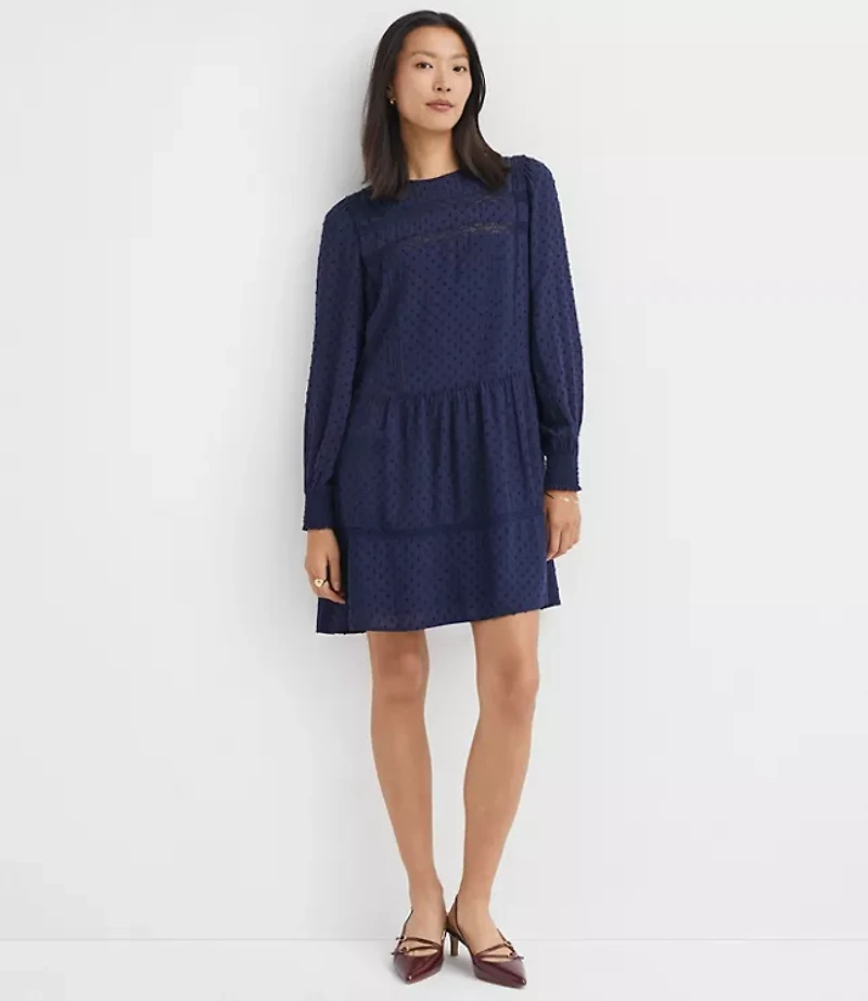 Petite Lace Clip Flounce Mini Dress