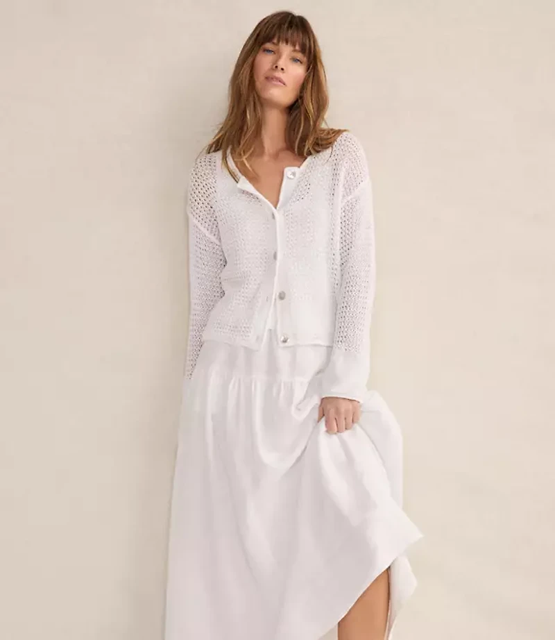 Haven Well Within Organic Cotton Linen Open Stitch Cardigan