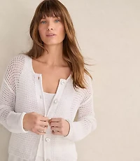 Haven Well Within Organic Cotton Linen Open Stitch Cardigan