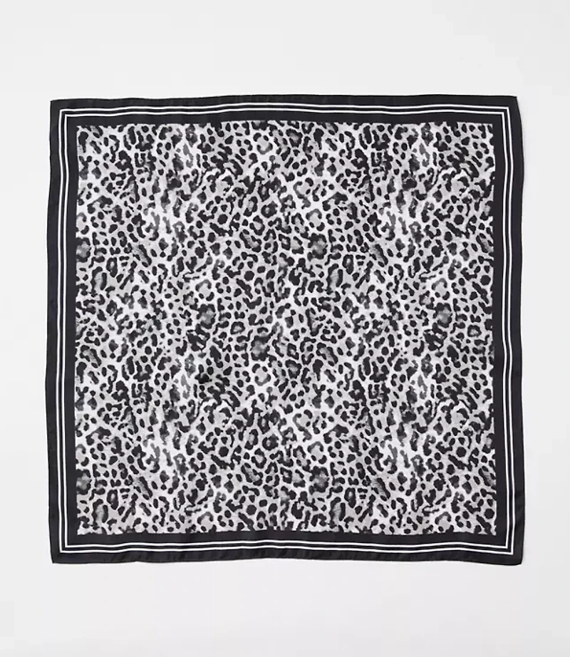Snow Leopard Print Square Silk Scarf