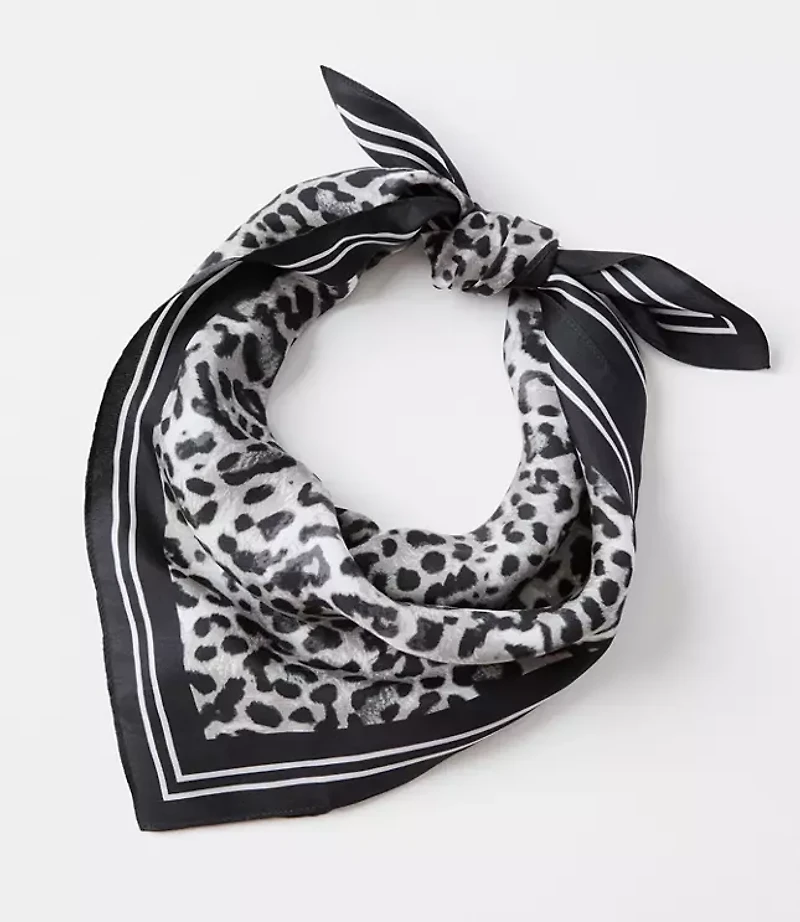 Snow Leopard Print Square Silk Scarf