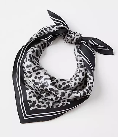 Snow Leopard Print Square Silk Scarf
