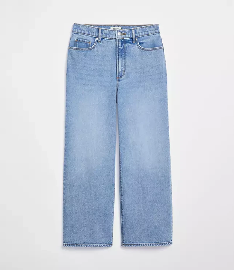 Rivete High Rise Wide Leg Crop Jeans Mid Wash