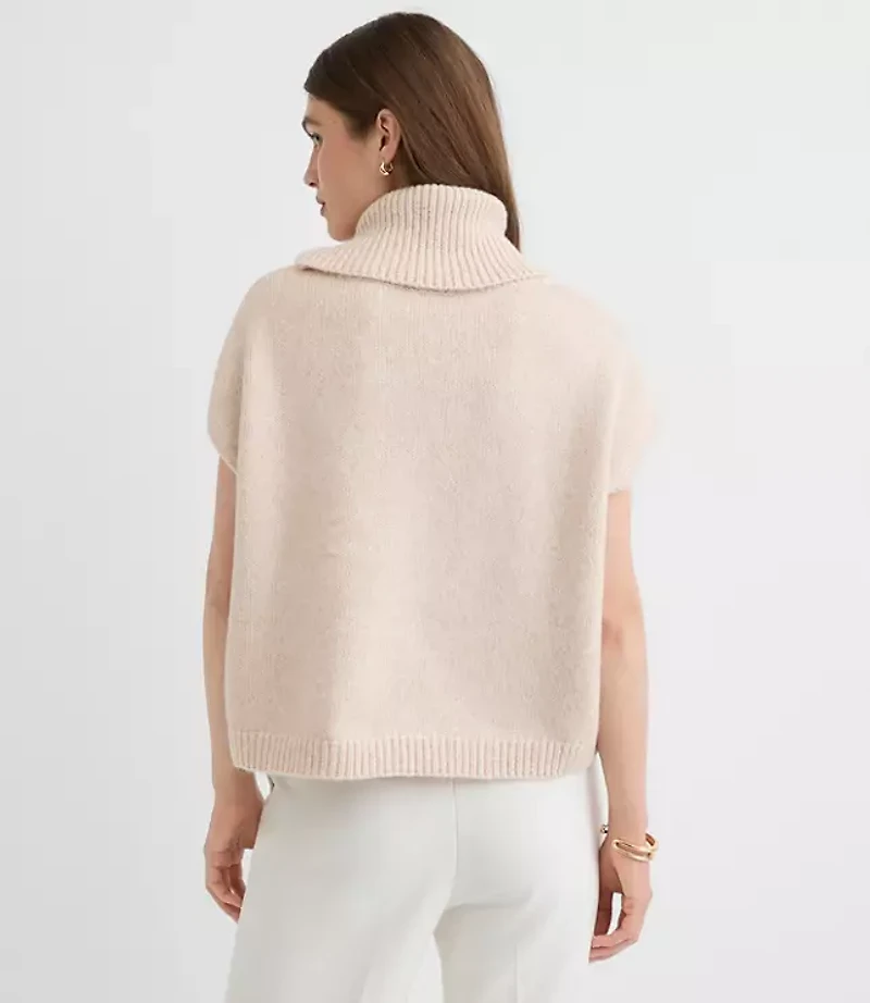 Sparkle Embellished Turtleneck Poncho Sweater