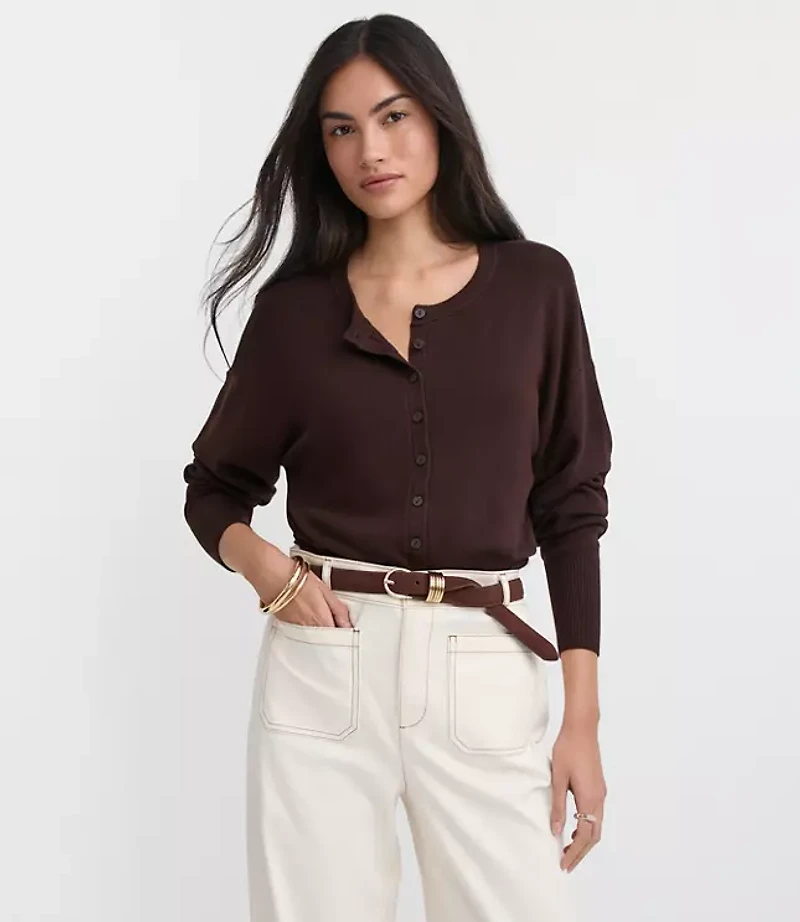 Ribtrim Waist Cardigan