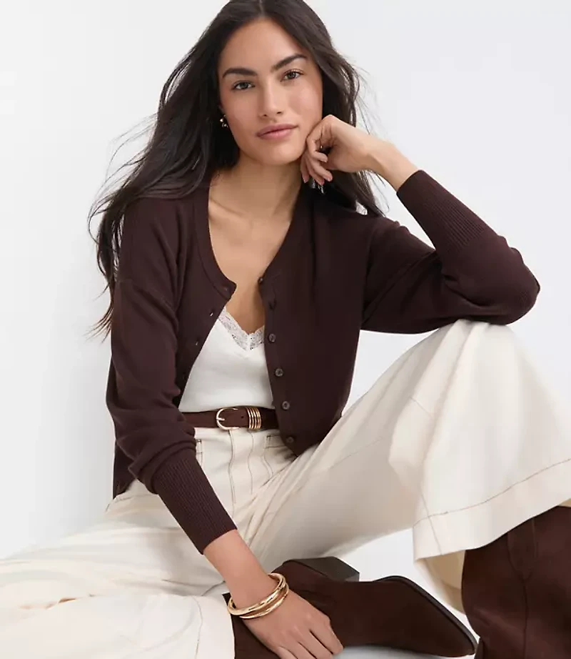 Ribtrim Waist Cardigan
