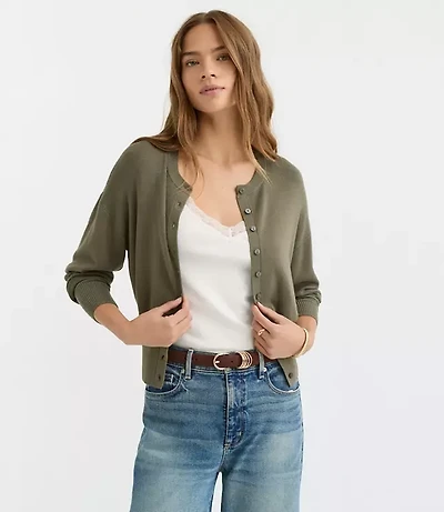 Ribtrim Waist Cardigan