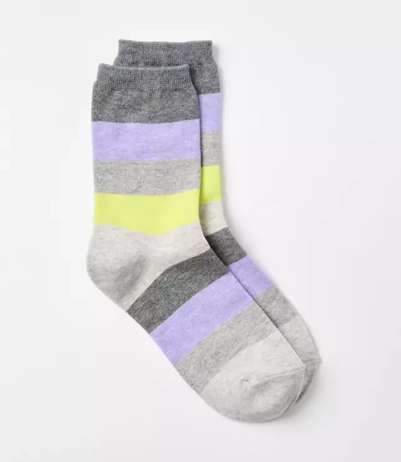 Heathered Stripe Crew Socks
