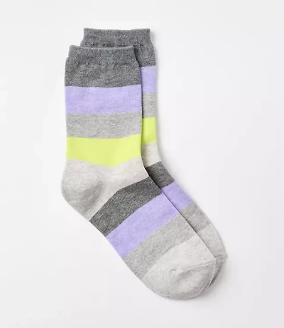 Heathered Stripe Crew Socks
