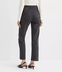 Petite Jeweled Pocket High Rise Straight Jeans Washed Black