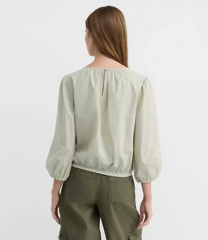 Lace Trim Eyelet Blouse