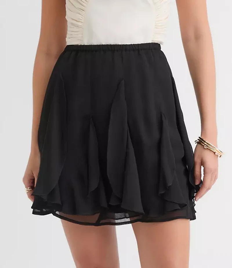 Petite Ruffle Godet Mini Skirt