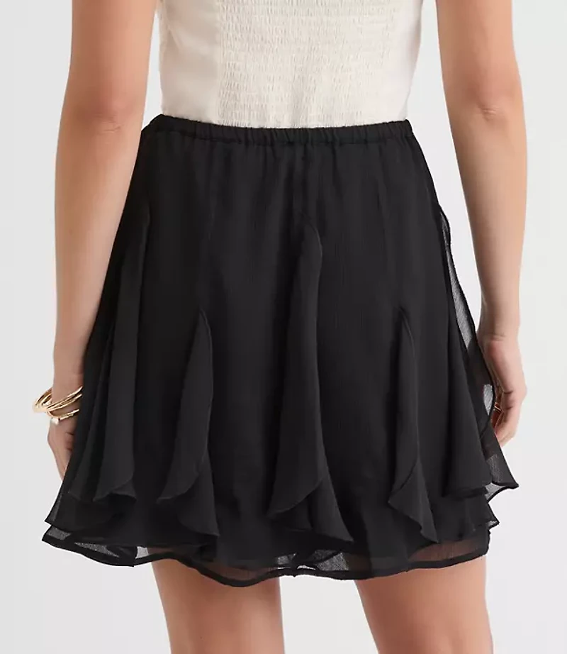 Petite Ruffle Godet Mini Skirt