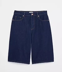Rivete High Rise Denim Bermuda Shorts Dark Rinse