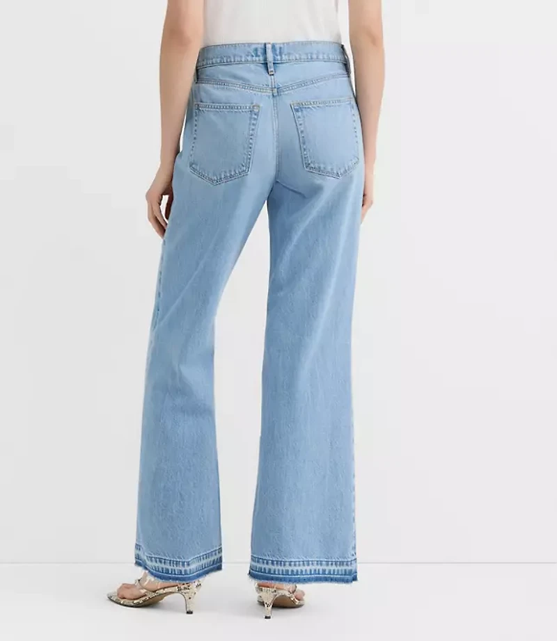 Rivete Unpicked Mid Rise Wide Leg Jeans Vintage Light Wash