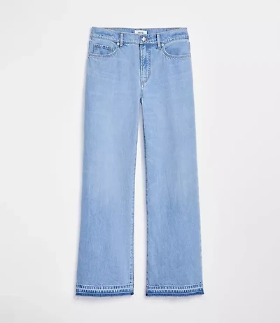 Rivete Unpicked Mid Rise Wide Leg Jeans Vintage Light Wash