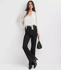 Petite High Rise Slim Flare Jeans Black Pinstripe