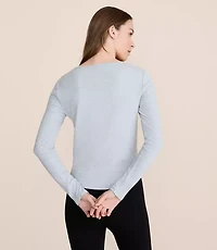 Lou & Grey Heathered Ribbed Shirttail Top