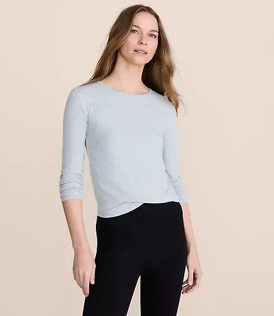 Lou & Grey Heathered Ribbed Shirttail Top