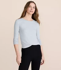 Lou & Grey Heathered Ribbed Shirttail Top