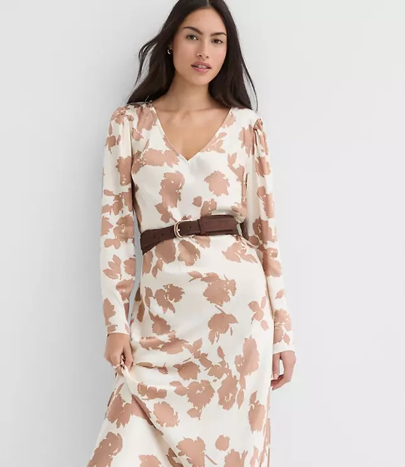 Floral V-Neck Bias Maxi Dress