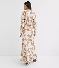 Floral V-Neck Bias Maxi Dress