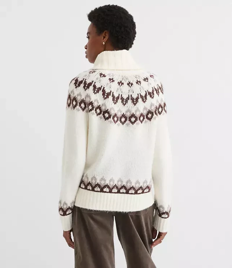 Petite Fair Isle Cowl Neck Sweater