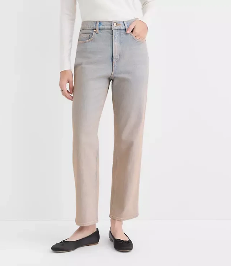 Petite Coated High Rise Straight Jeans Authentic Vintage Mid Wash