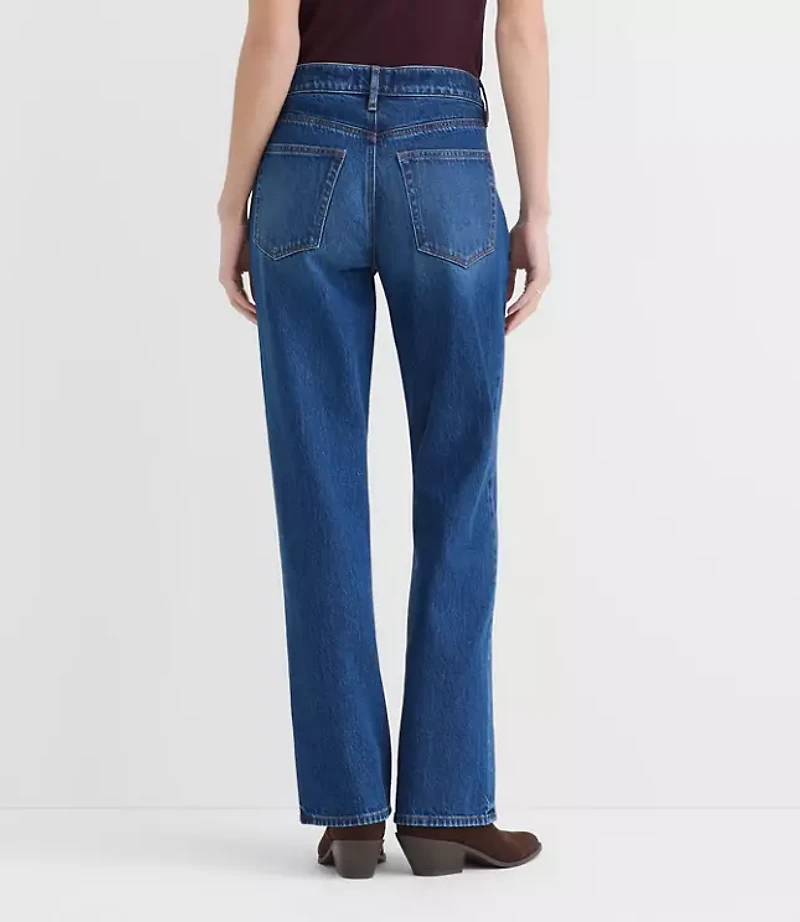 Rivete Mid Rise Relaxed Straight Jeans Dark Wash