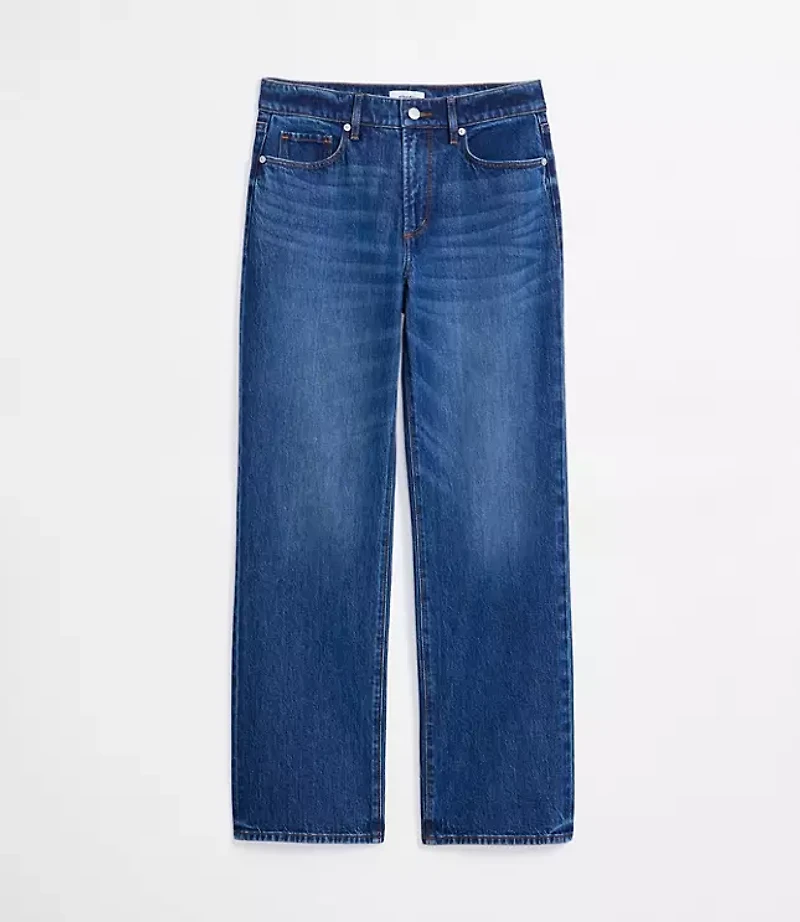Rivete Mid Rise Relaxed Straight Jeans Dark Wash