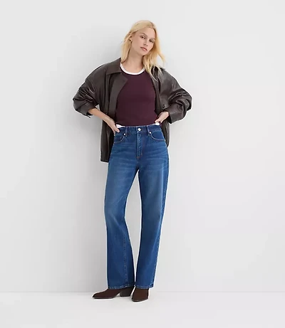 Rivete Mid Rise Relaxed Straight Jeans Dark Wash