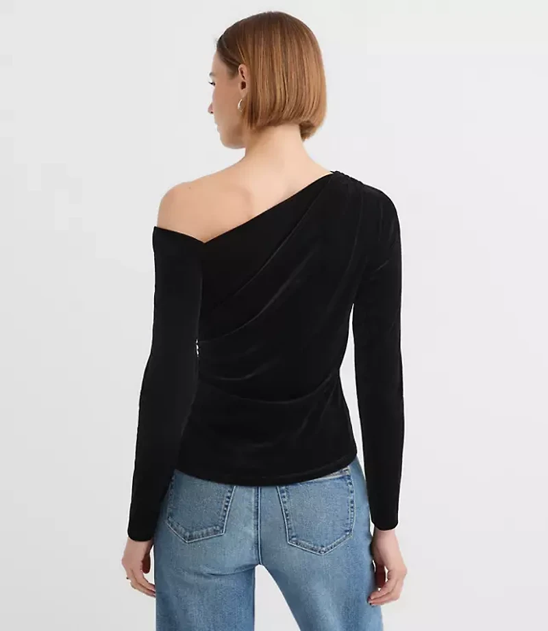 Petite Velour One Shoulder Top