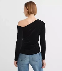 Petite Velour One Shoulder Top