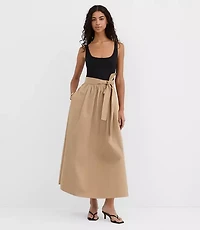 Tie Waist Mixed Media Midi Pocket Dress