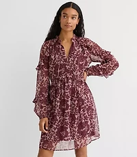 Petite Shimmer Ruffle Tie Neck Mini Dress