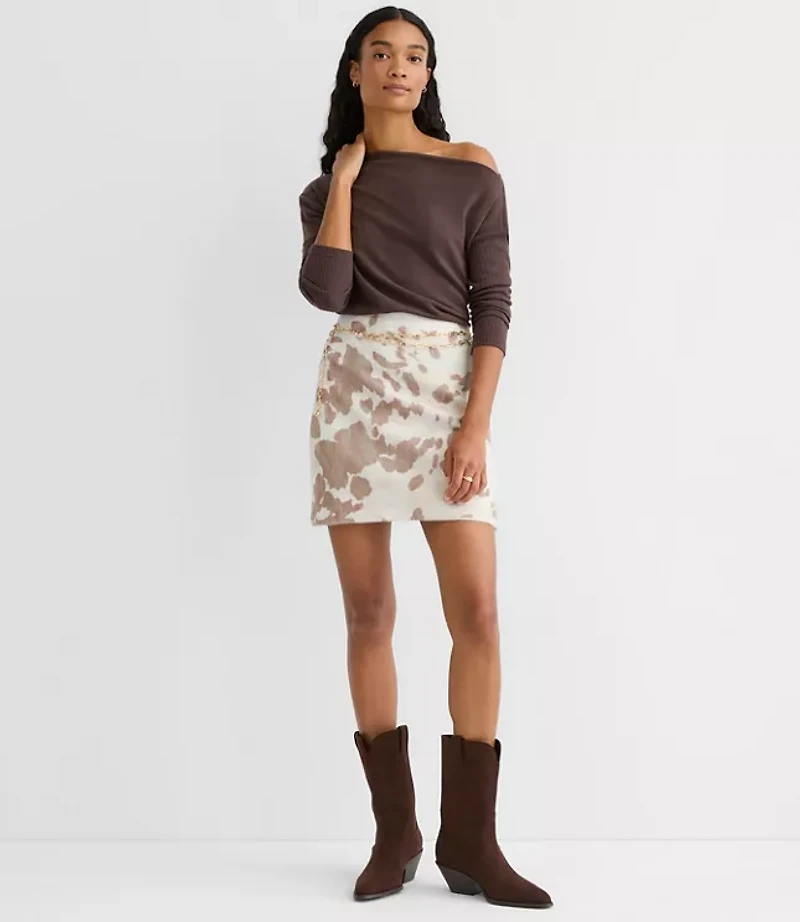 Petite Spotted Felted Mini Skirt