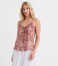 Paisley Keyhole Ruffle Hem Cami